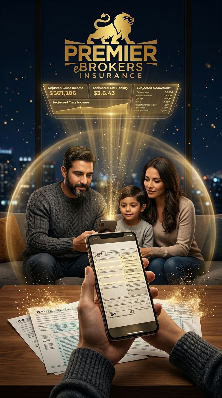 Familia presentando impuestos desde el celular
